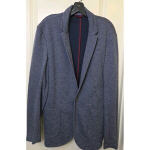 Marine Layer Blazer Jacket Mens 42 Blue Knit Jersey Stretch One Button Pockets